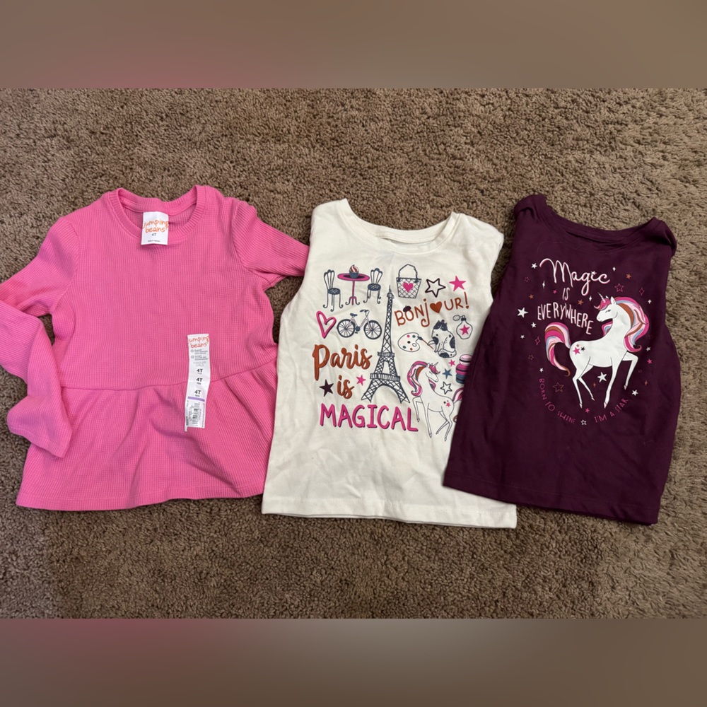 Jumping Beans Pink, Cream, and Purple Long Sleeve Tees